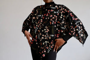 LFB-0992 - Multi-color Floral Lace Victory Cape