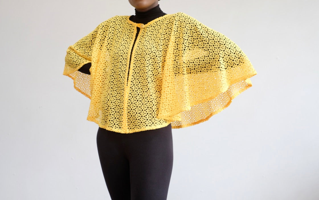 LFB-0998 - Yellow Corded Lace Cape