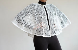 LFB-0997 - White Corded Lace Cape