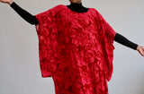 LFB-0985 - Red Embossed Silk Velvet Kaftan