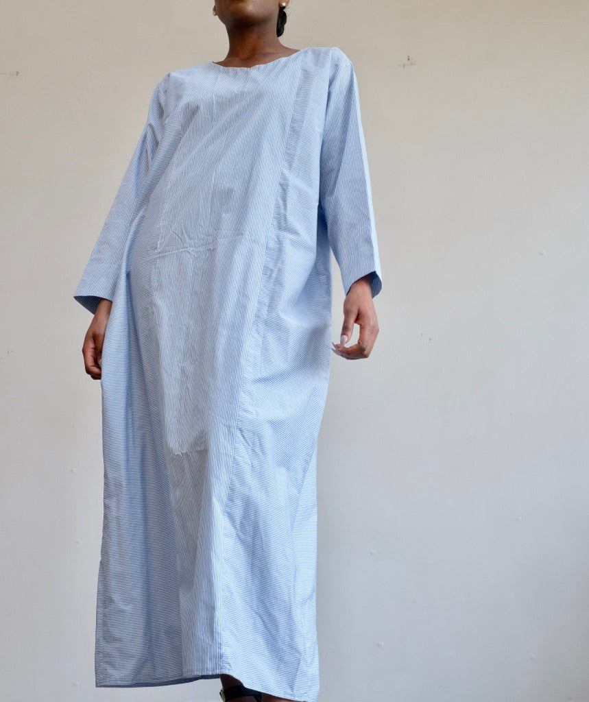 LFB-0987 - Blue Cotton Stripe Kaftan