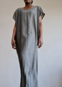 LFB-0982 - Grey Italian Silk & Cotton Blend Kaftan