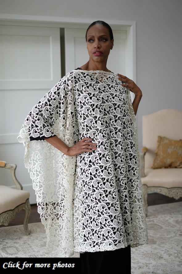 LFB-1004 - Embroidered Ivory Corded Lace Throw