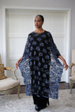 LFB-1005 - Navy Blue & Black French Silk Lace Dress Enhancer