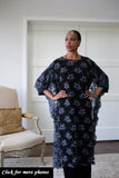 LFB-1005 - Navy Blue & Black French Silk Lace Dress Enhancer