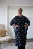 LFB-1005 - Navy Blue & Black French Silk Lace Dress Enhancer