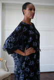 LFB-1005 - Navy Blue & Black French Silk Lace Dress Enhancer