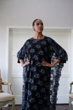 LFB-1005 - Navy Blue & Black French Silk Lace Dress Enhancer