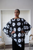 LFB-1003 - Black & White Chiffon Ruffled trimmings with Black sequined circles