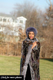 LFB-2008 - Paisley Silk Velvet Shawl with Grey Fur-trimmings